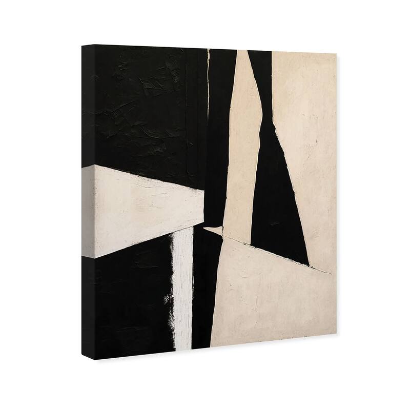 Wynwood Studio Canvas Abstract Wood Panels Black and Tan Modern & Contemporary Wall Art Canvas Print