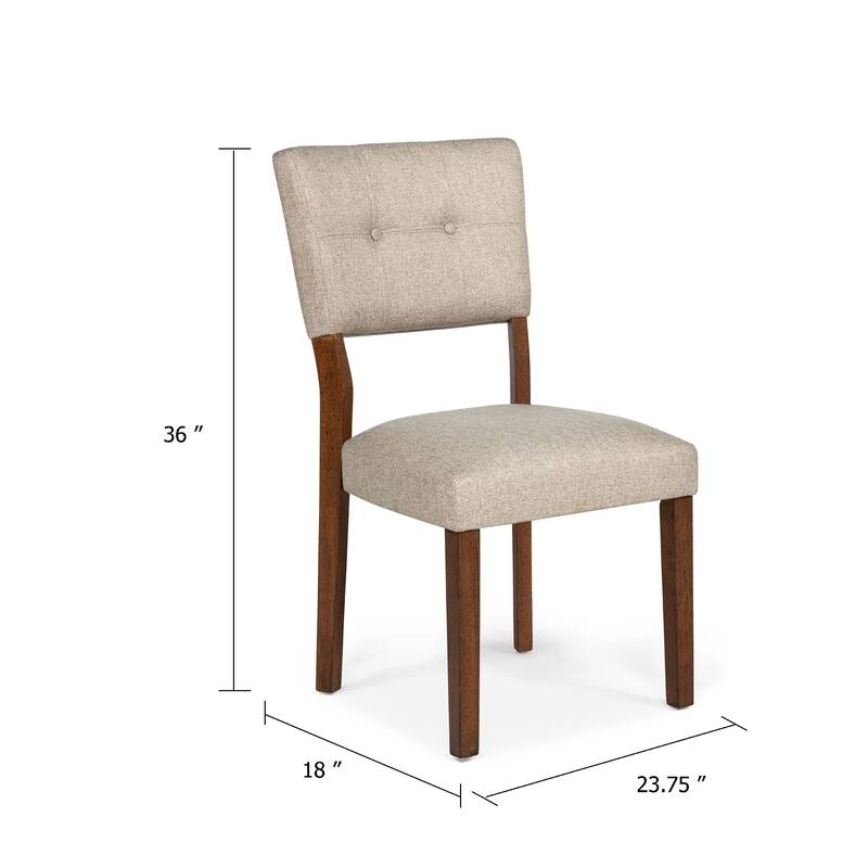 Goko Dining Chair Set of 2, Earthy Yellow Tufted Backrest, Brown Wood