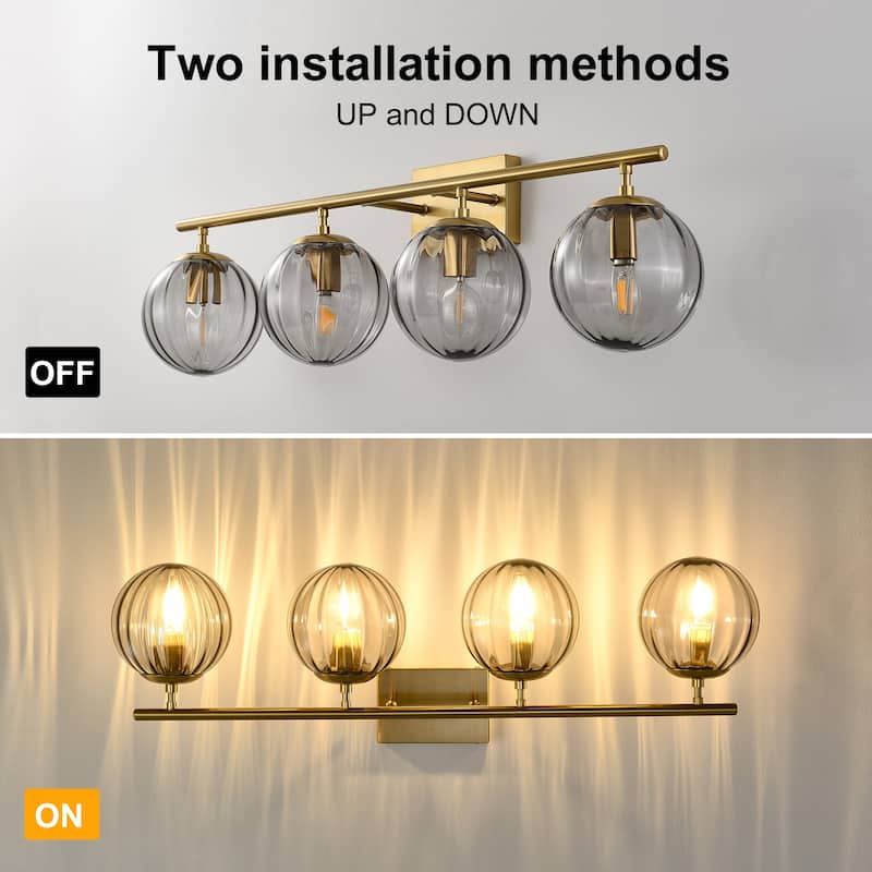 Dimmable Bathroom Vanity Lights with Ribbed Clear Glass Shade Vanity Light Fixture