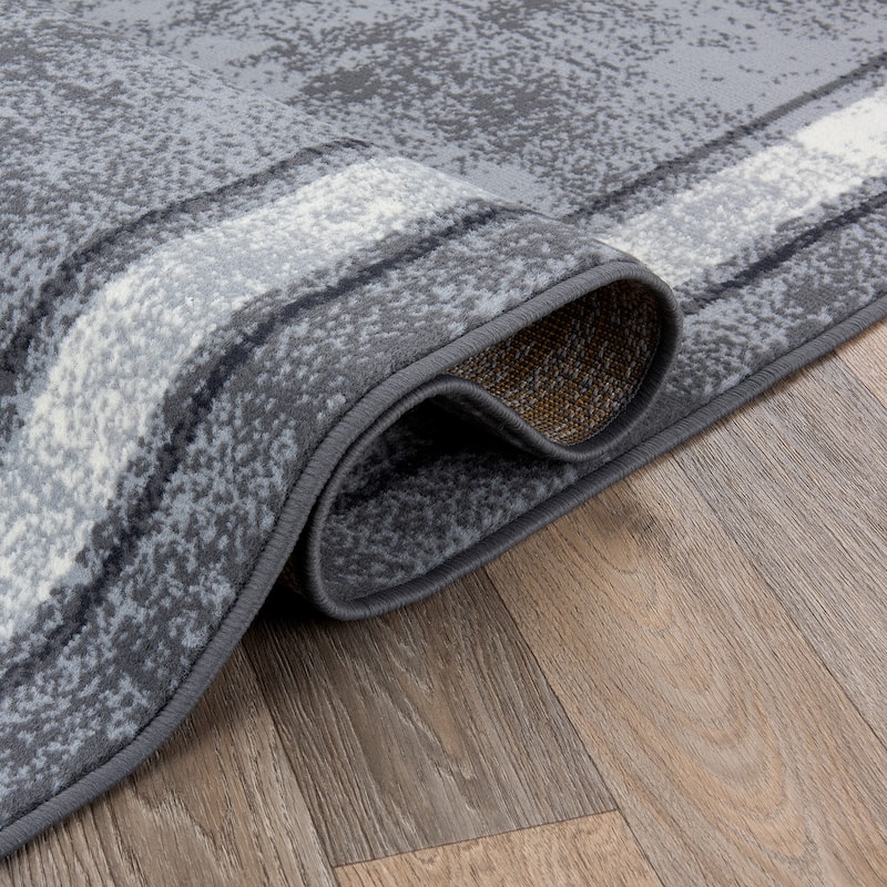 World Rug Gallery Contemporary Distressed Bordered Area Rug