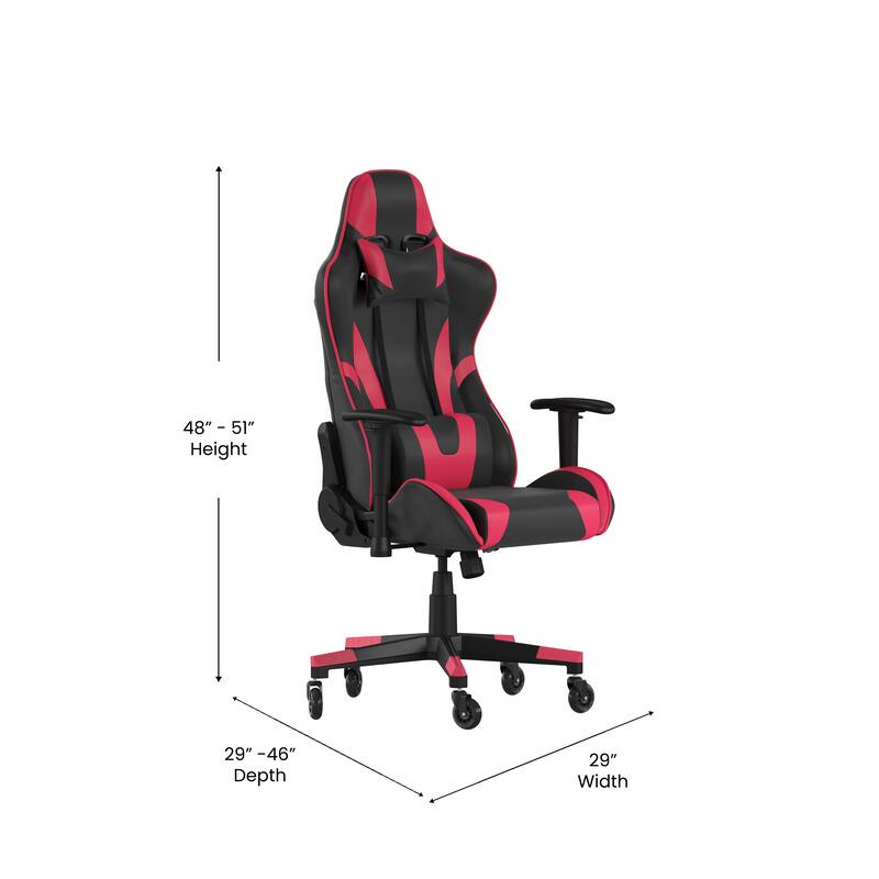 Office Gaming Chair with Roller Wheels & Reclining Back