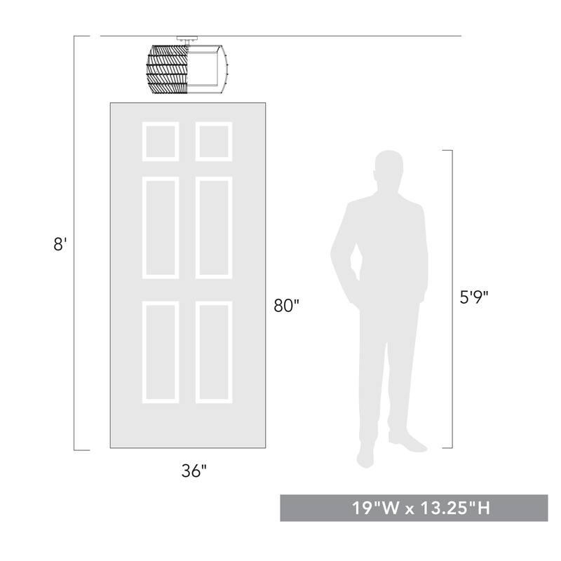 Golden Lighting Everly 4-light Semi-Flush Mount in Matte Black and Natural Rattan shade