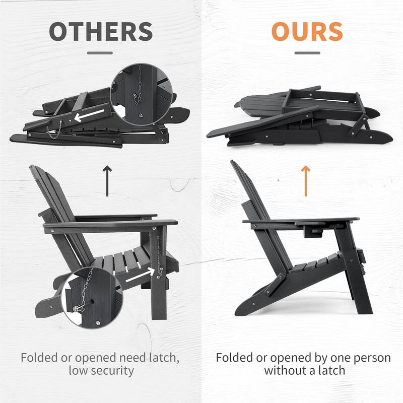 Vrakae Folding Adirondack Chair with Cup Holder