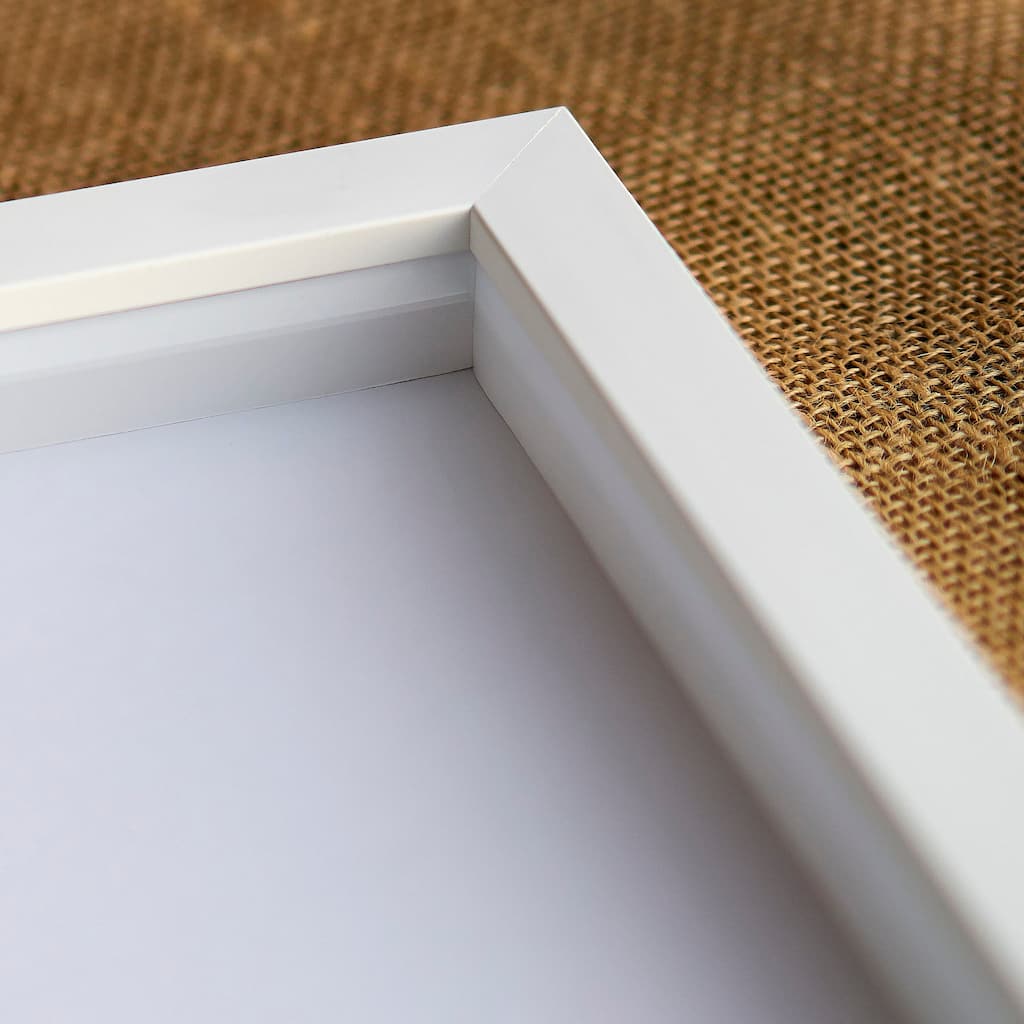 Panoramic Shadow Box 3/4" Depth White Picture Frame - UV Acrylic, Backing, Hanging Hardware