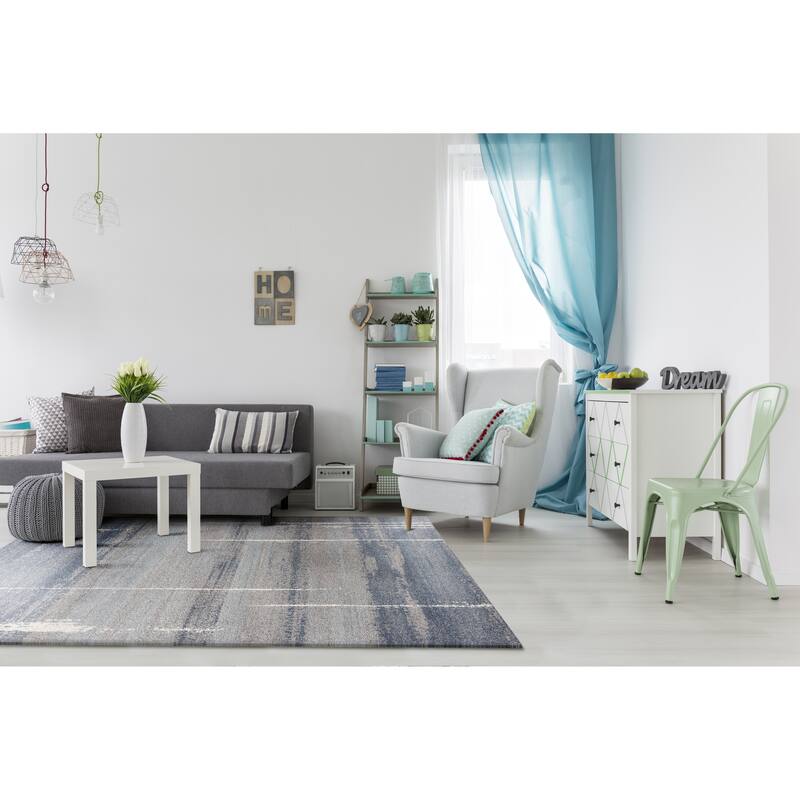 Domani Scene Blue Contemporary Area Rug