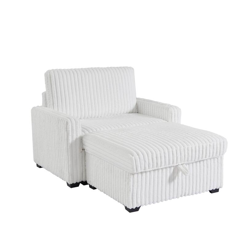 Living Room Sofa and seat with Storage Box ,for Bedroom, Office, Large-White -Armrest