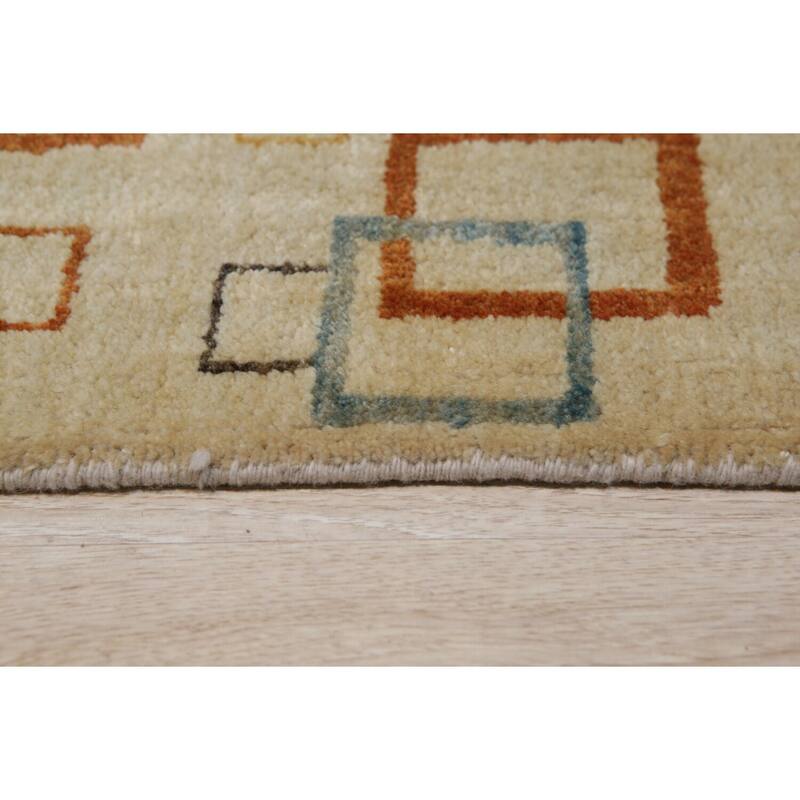 Beige Handmade Wool Transitional Rug 12' x 14' - Hand Knotted Natural Dyes Soft Pile Cotton Foundation - N/A