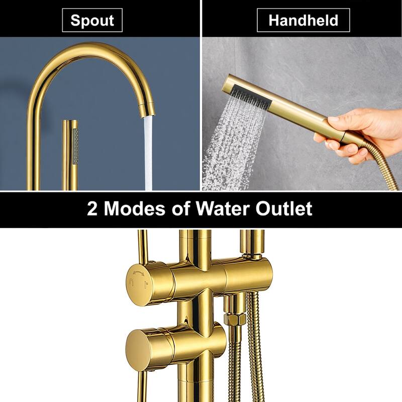 Topcraft Floor Mounted Bathtub Filler with Handheld Showerhead