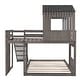 preview thumbnail 19 of 20, House Bunk Beds with Slide, Wood Twin Over Full Bunk Beds with Roof and Guard Rail for Kids, Toddlers
