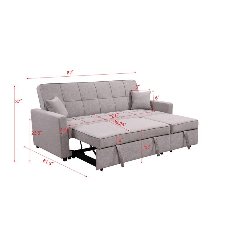 Roomfitters 83" Oversized Upholstered Sofa Bed with Pull-Out Couch Bed & Adjustable Backrest, 3-Seater Convertible Sleeper Sofa