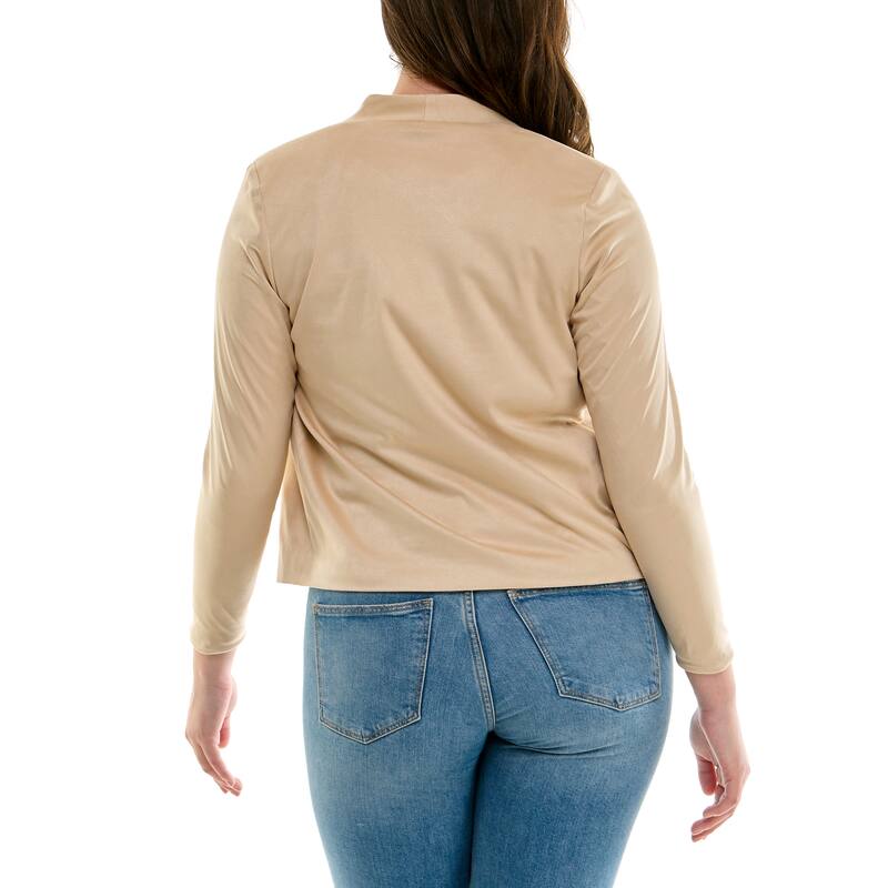 Nicole Miller Faux Suede Collarless Jacket