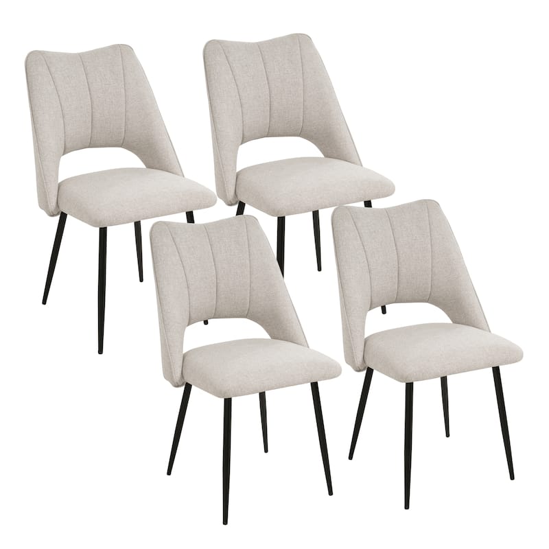 4-Chair Set Modern Dining Chair with Metal Legg & Adjustable Feet - Beige