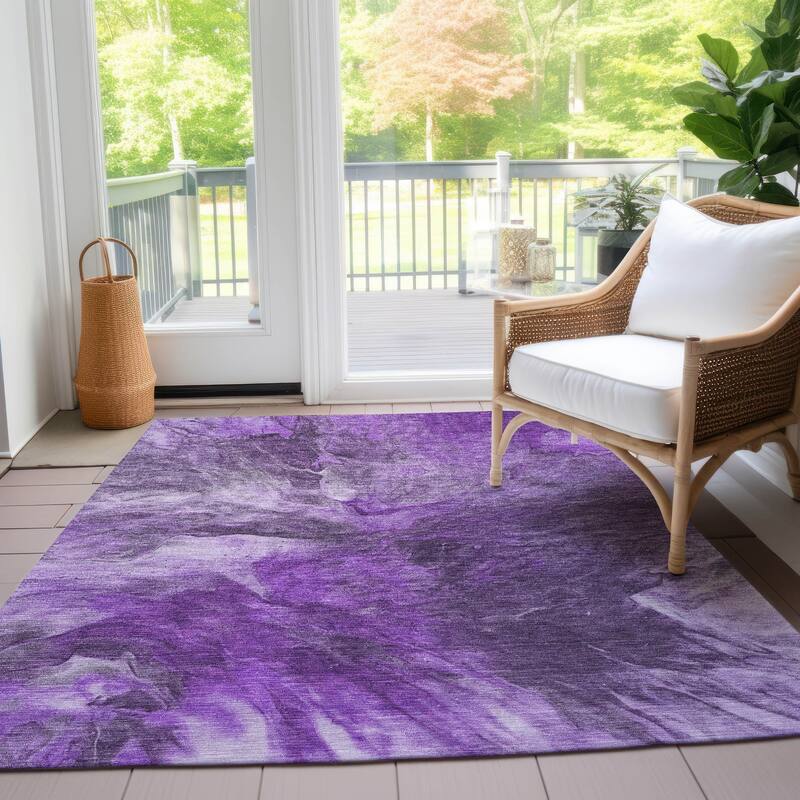 Machine Washable Indoor/ Outdoor Chantille Contemporary Splash Rug