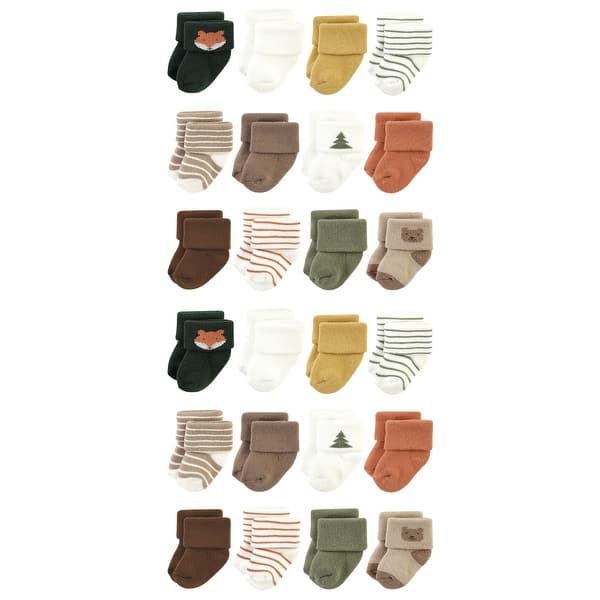 slide 1 of 1, Hudson Baby Cotton Rich Baby Terry Socks 24-Pack, Harvest Bear 0-6 Months - Harvest Bear