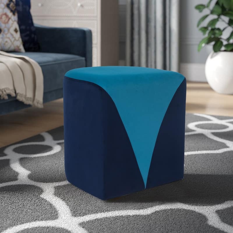Adeco Modern Round Velvet Ottoman Foot Rest Stool Upholstered Footstool