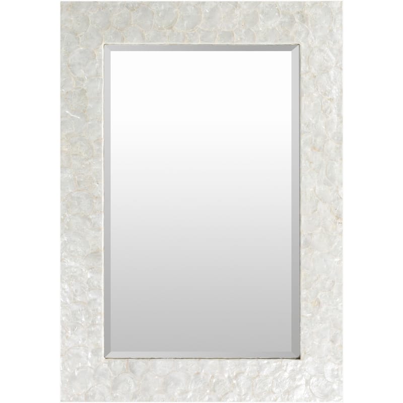 Colyton White Mother of Pearl Inlaid Rectangular Wall Mirror - 28" x 40"