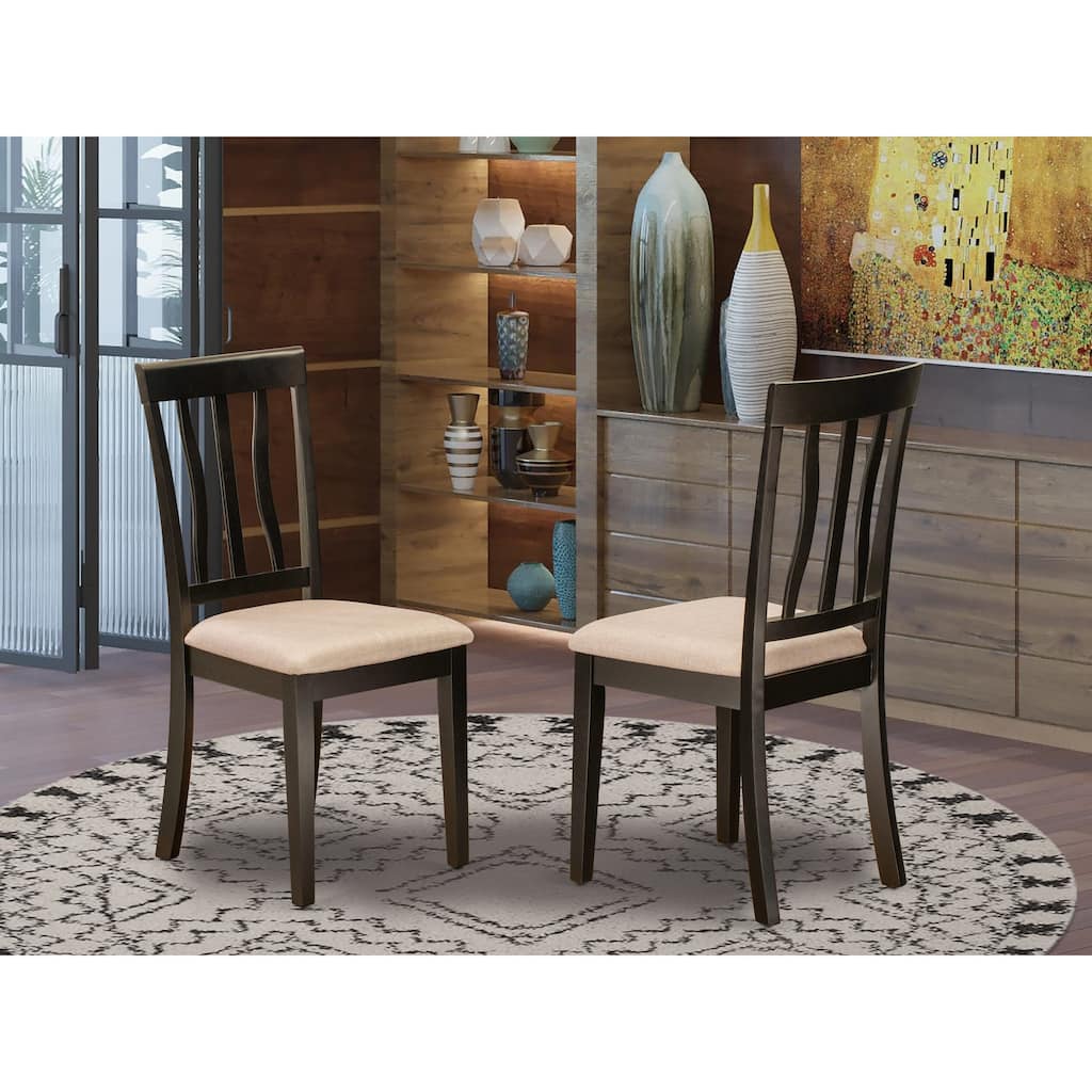 East West Furniture Dining Room Chairs - Slat Back Kitchen Chairs, Set of 2, Cappuccino (Seat Type Options)