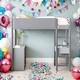 preview thumbnail 1 of 25, Full Size Loft Bed Wood Bed With Shelf,Drawers,Convertible Desk,Soft Padding and Plush Fabric Grey