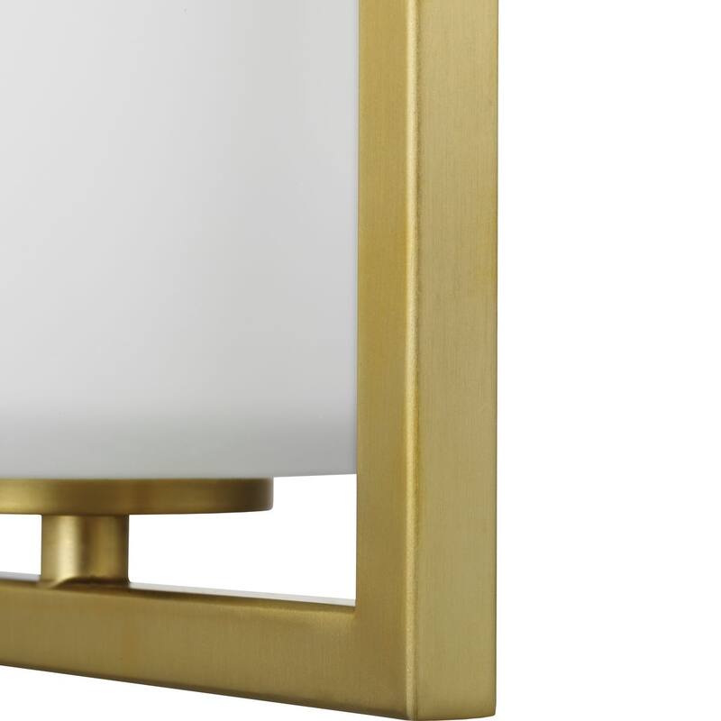 Vertex Collection One-Light Brushed Gold Etched White Contemporary Semi-Flush Mount - 7.37 in x 5 in x 11.62 in