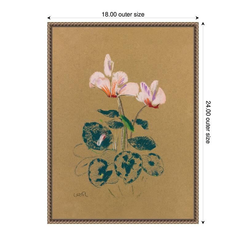 Kate and Laurel Cyclamen 1916 Odilion Redon by Nostalgia Prints Framed Canvas Wall Art Print