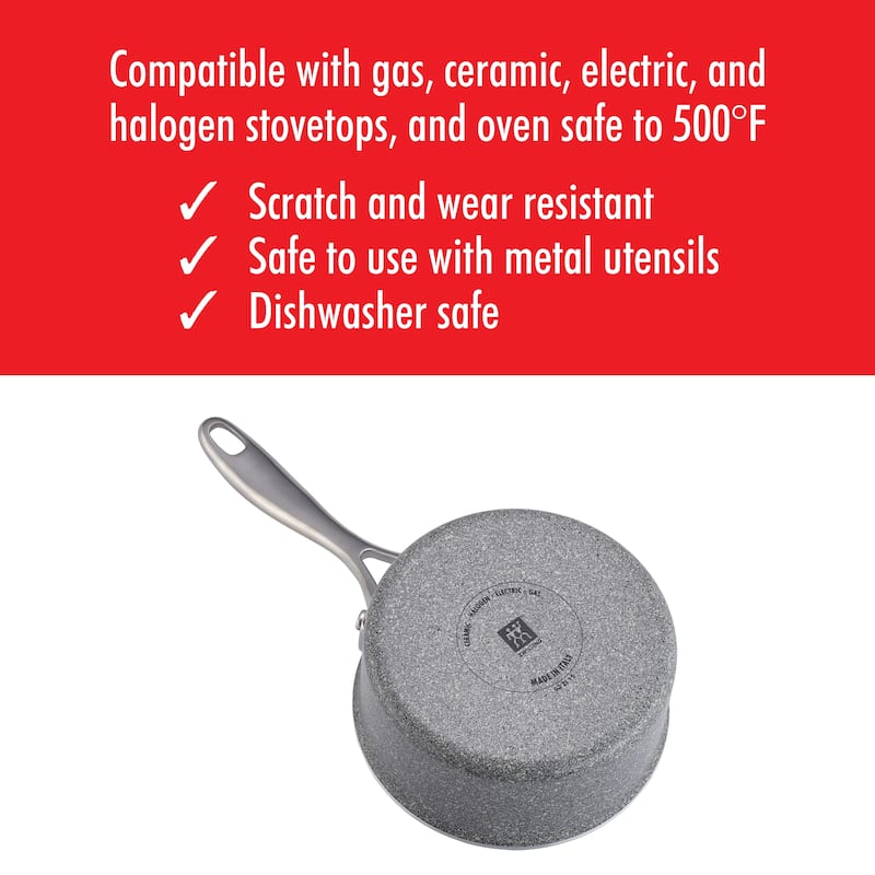 ZWILLING Vitale Aluminum Nonstick Saucepan with Lid - Gray