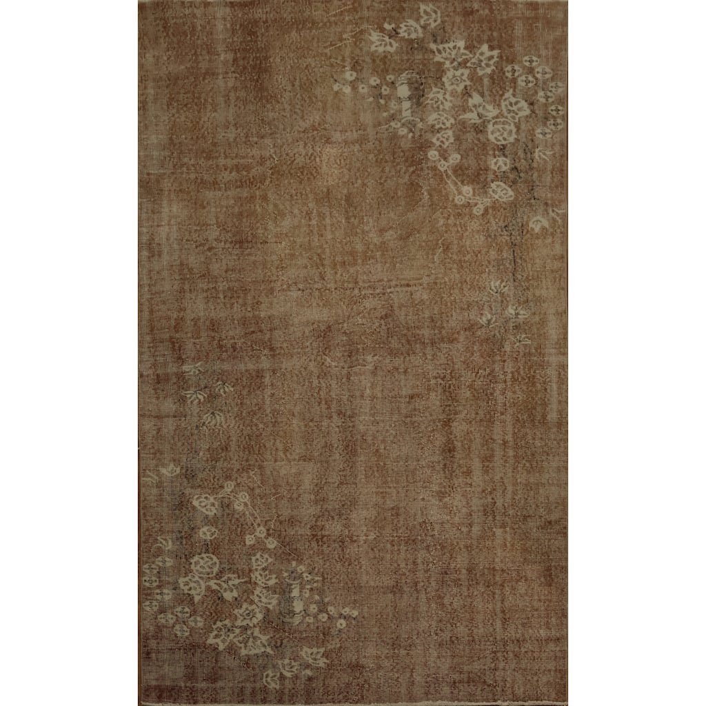 Hand Knotted Oriental 100% Wool Carpet Transitional Floral Brown Anatolian Area Rug - 9' 3'' X 5' 4''