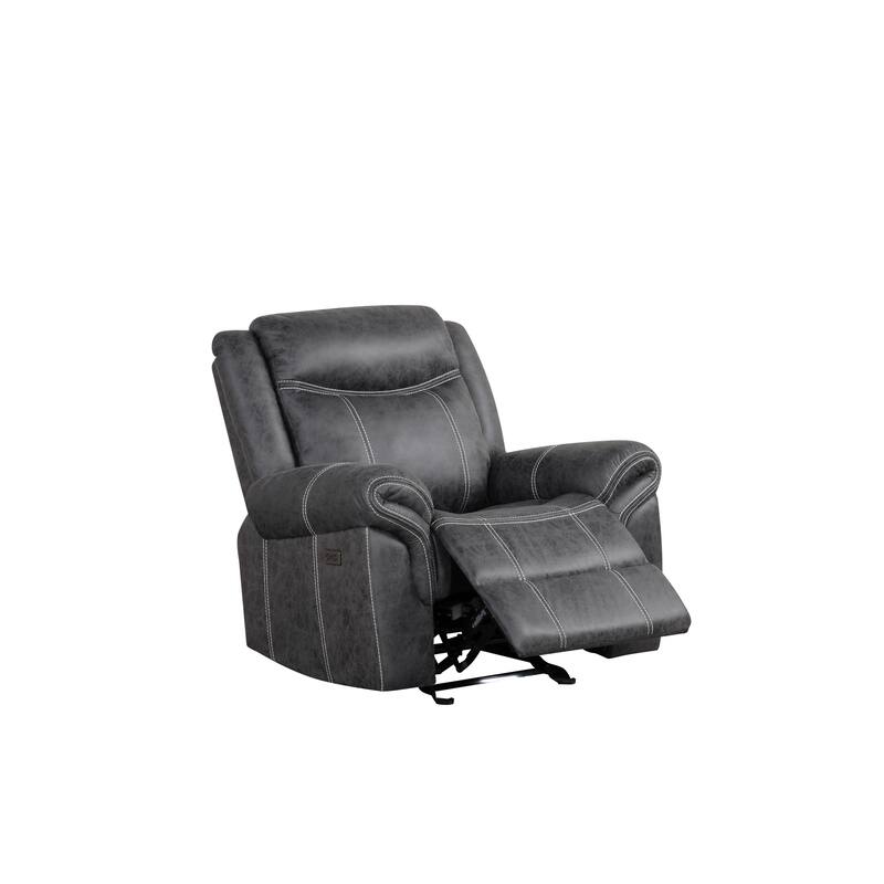 Dark Gray Polish Microfiber Power Motion Glider Recliner