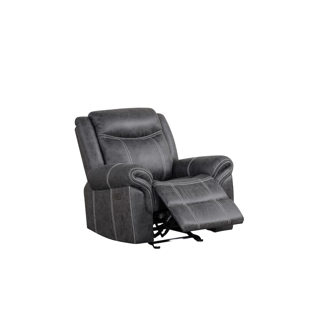 Dark Gray Polish Microfiber Power Motion Glider Recliner