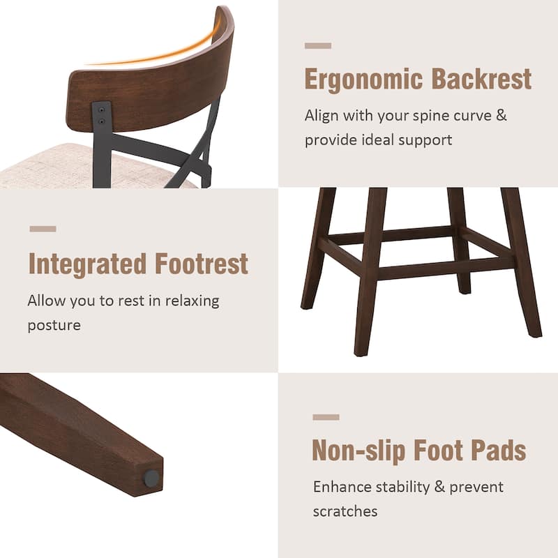 Set of 2/ 4 Wooden Swivel Bar Stools Counter Height Dining Chairs