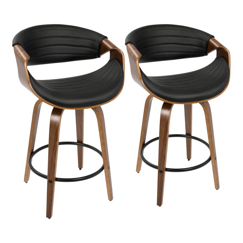 Carson Carrington Kanteborg 26" Fixed-Height Counter Stool with Bent Wood Legs & Round Footrest (Set of 2)