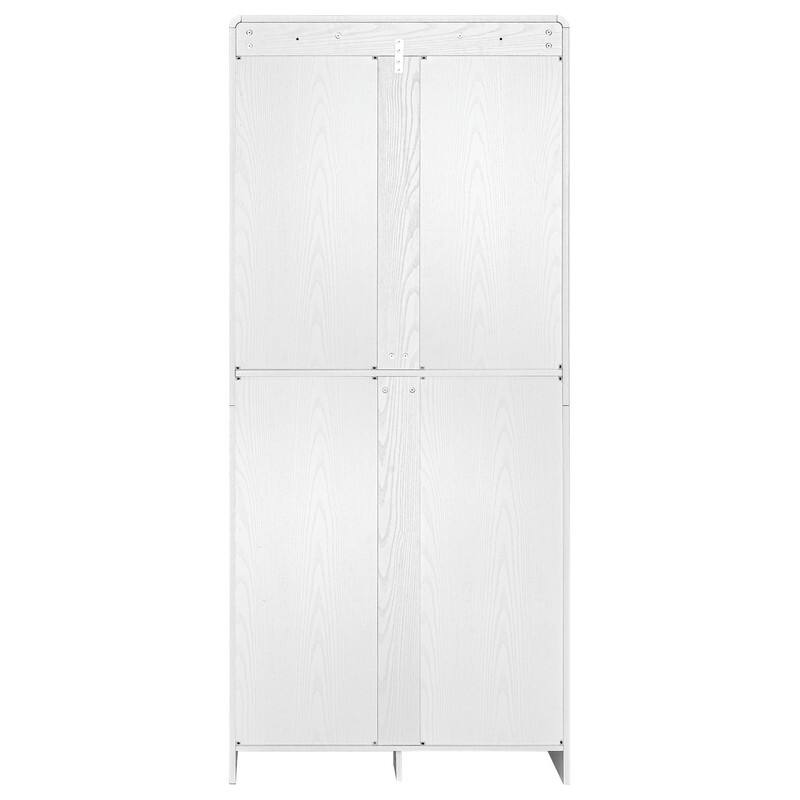 Farmhouse 72" Tall Kitchen Pantry Cabinet, Freestanding Curved Design with Adjustable Shelves and Hidden Drawer