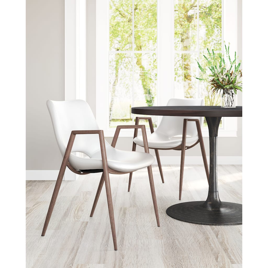 Britley Bay Dining Chair (Set of 2) White & Walnut