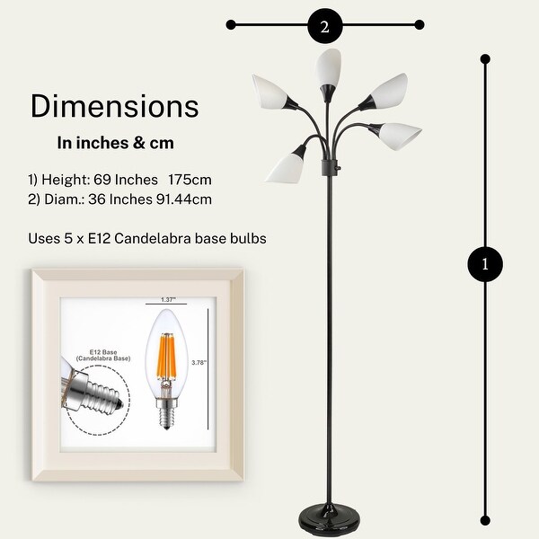Medusa 5 Light Floor Lamp Standing Lamp with Adjustable Acrylic