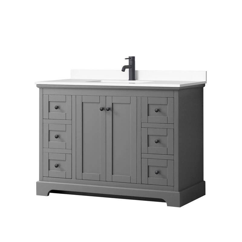 Wyndham Collection Avery 48" Free Standing Single Basin Vanity Set - Dark Gray / White Cultured Marble Top / Matte