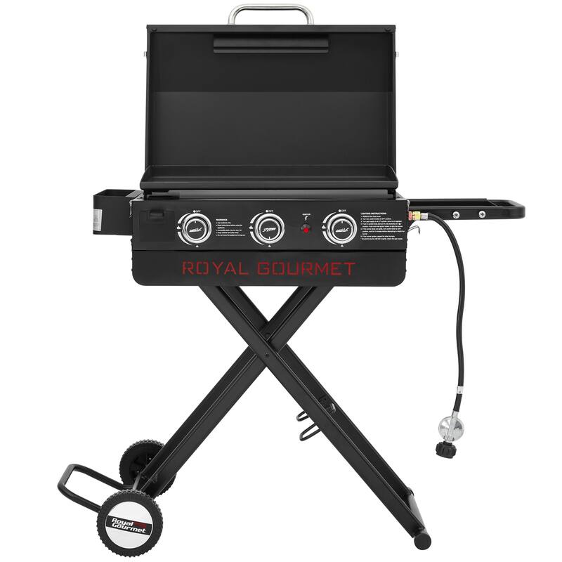Royal Gourmet Portable 3-Burner Griddle with Collapsible Stand