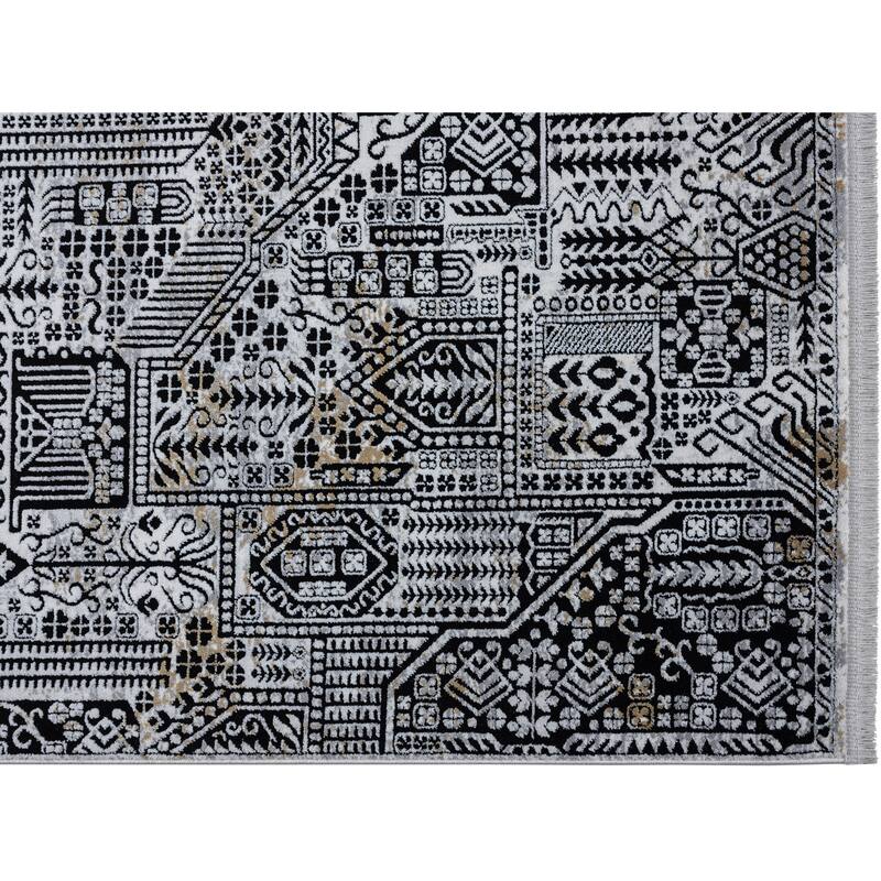 Xanthos Collection Black/Cream Area Rug