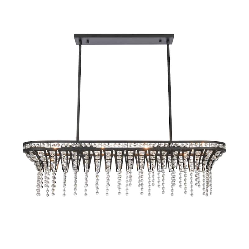 Fantania 36-inch Wide 4-Light Linear Chandelier in Champagne Gold - 36in W x 10in D x 9in H - Matte Black