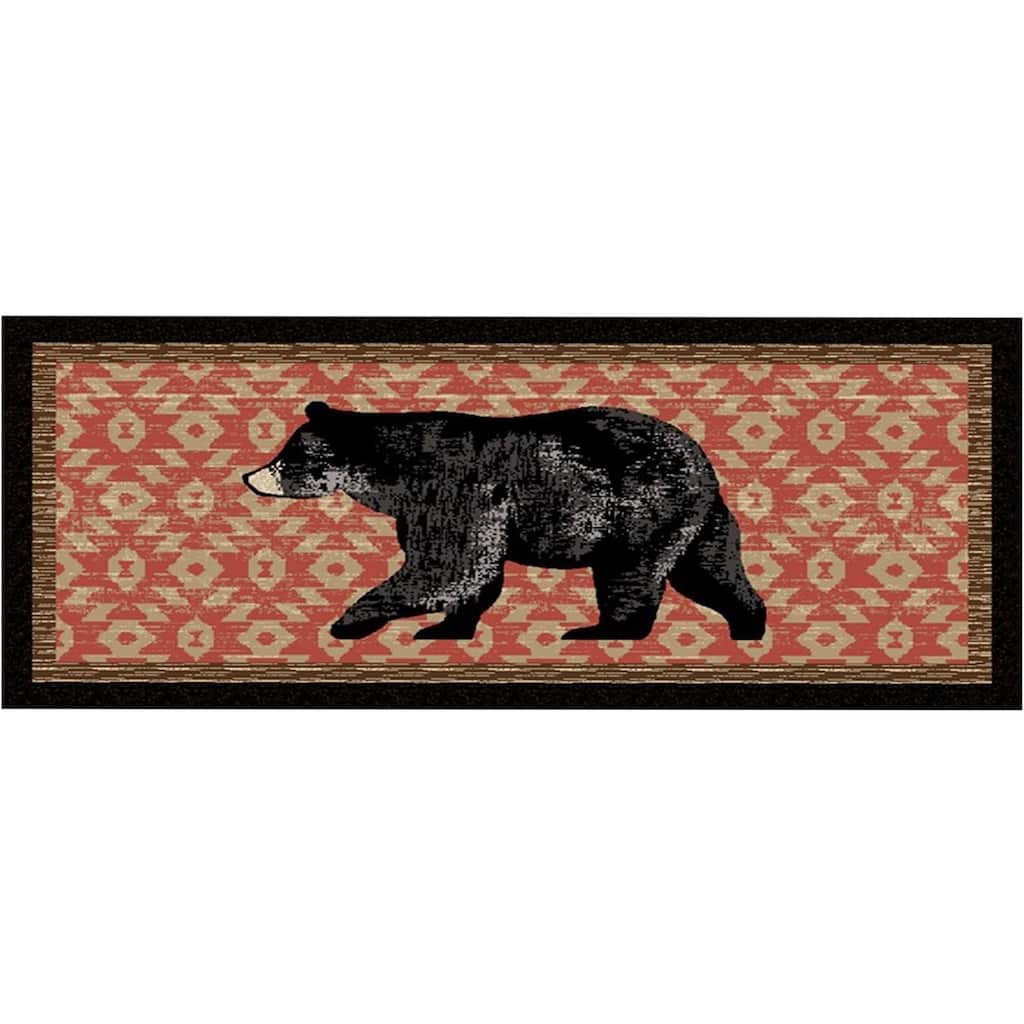 Cozy Cabin Nature Trail Nylon Washable Accent Rug - 20"x44"