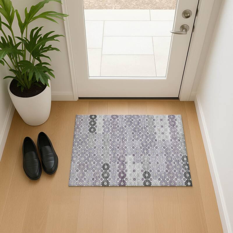 Premium Washable Super Soft Whimsy Mosaic Mayfield Rug - Lavender - 1'8" x 2'6"