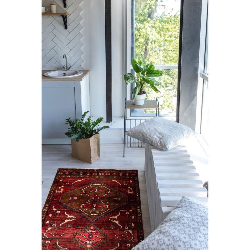 ECARPETGALLERY Hand-knotted Konya Anatolian Dark Red Wool Rug - 3'5 x 10'0
