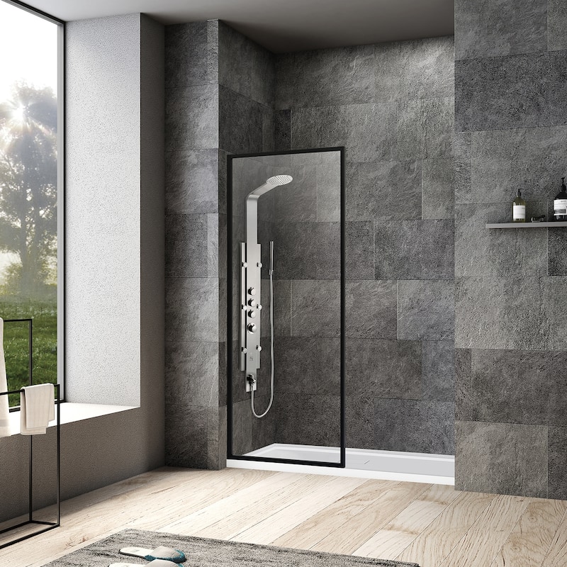 Arcos 34" W x 74" H Framed Fixed Glass Panel