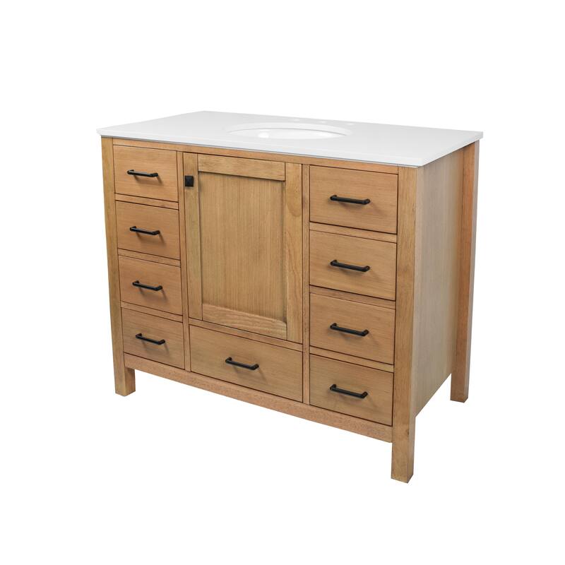 KitchenBathCollection Horizon 42" Bathroom Vanity with Engineered White Top