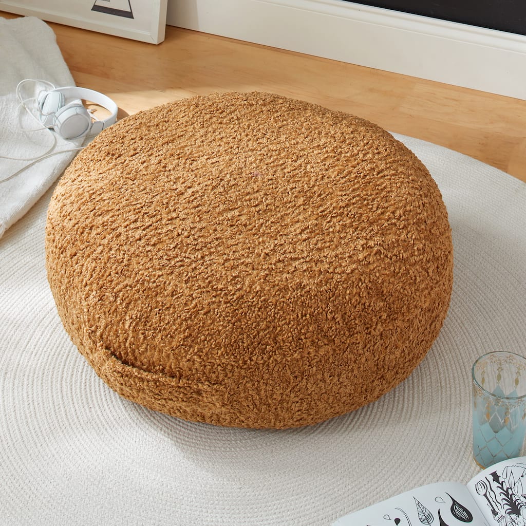 Sorra Home Indoor Soft-Textured Circle Floor Pillow with Handle