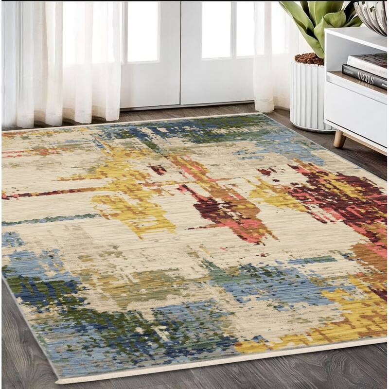 HomeRootsAbstract Modern Rectangle Area Rug - 92.52' X '62.99' X '0.32