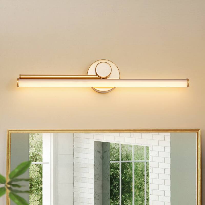 1-Light 23.8" W Modern Black/Gold Linear Metal Dimmbale Integrated LED Bathroom Vanity Mirror Light/Picture Light