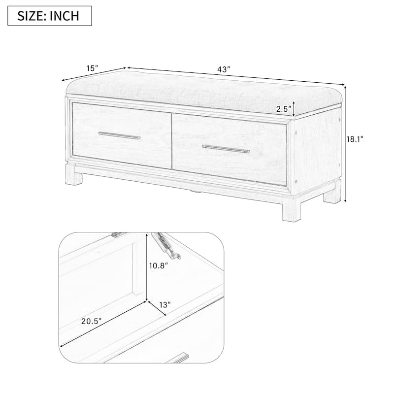 Shoe Bench with Removable Cushion & Hidden Storage