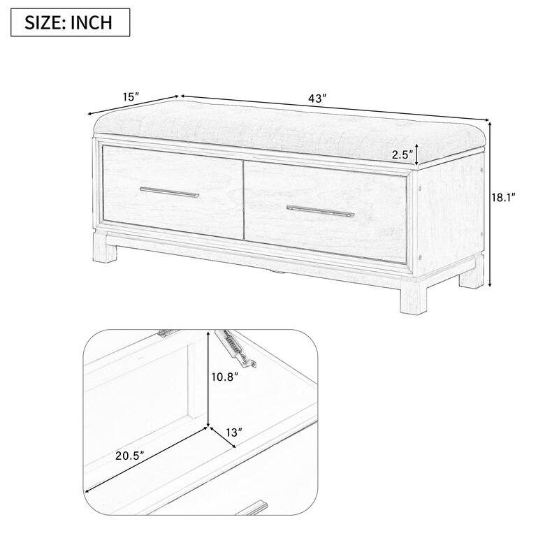 Shoe Bench with Removable Cushion - Navy