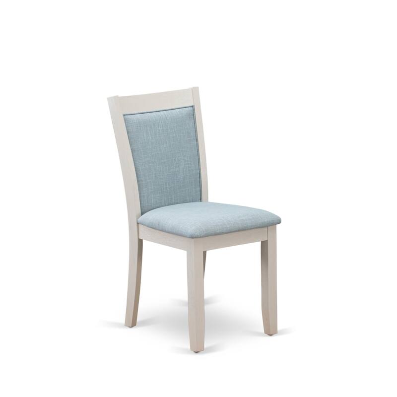 East West Furniture Monza Parson Dining Chairs - Linen Fabric Upholstered Chairs, Set of 2, (Finish Options)