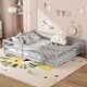 preview thumbnail 1 of 34, Sturdy Structure Wood Floor Bed with Guardrail and Fence for Kids, Montessori Bed Full Size Grey
