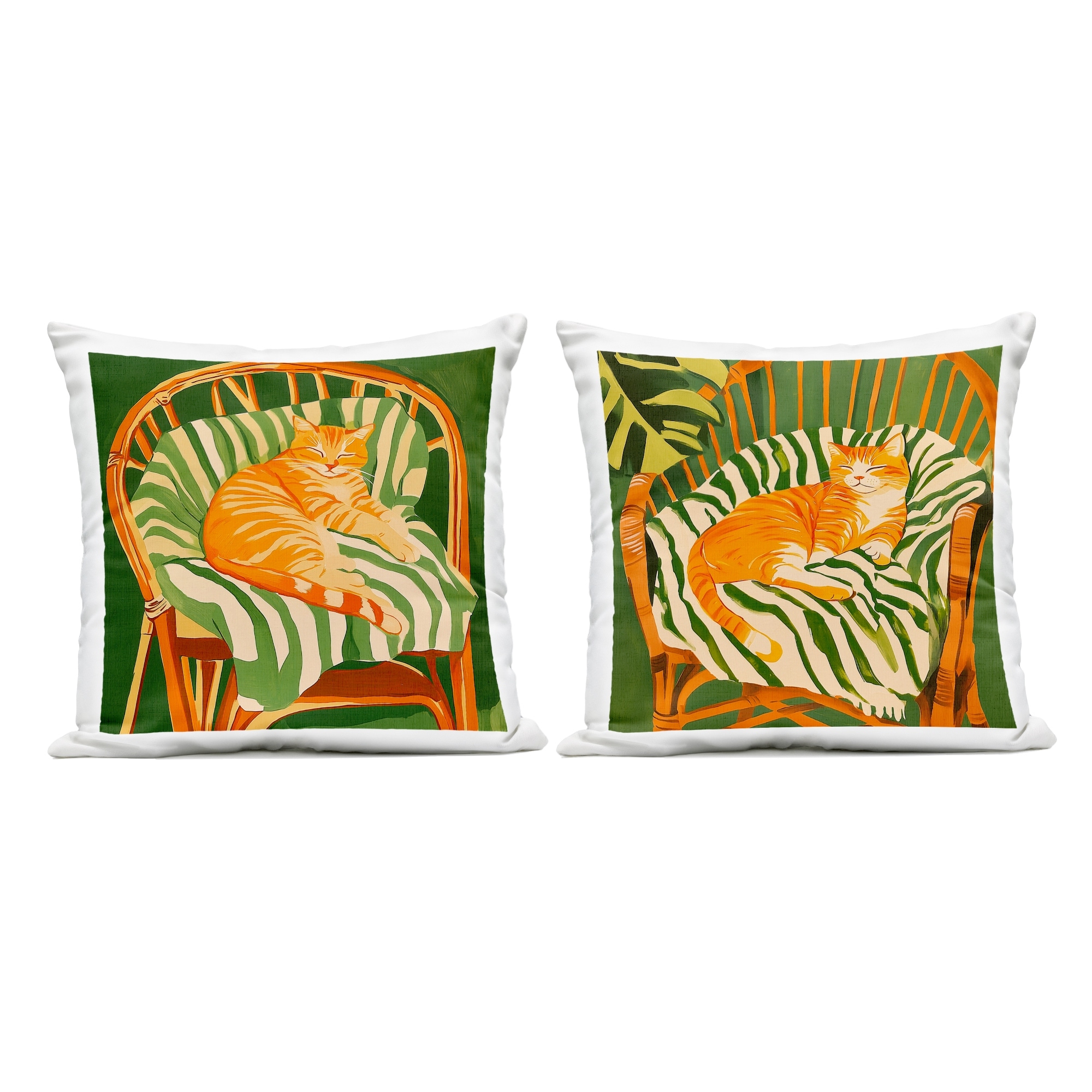 Stupell Cozy Cats in Rattan Chairs Printed Outdoor Throw Pillow Design by Walker Noble (Set of 2)